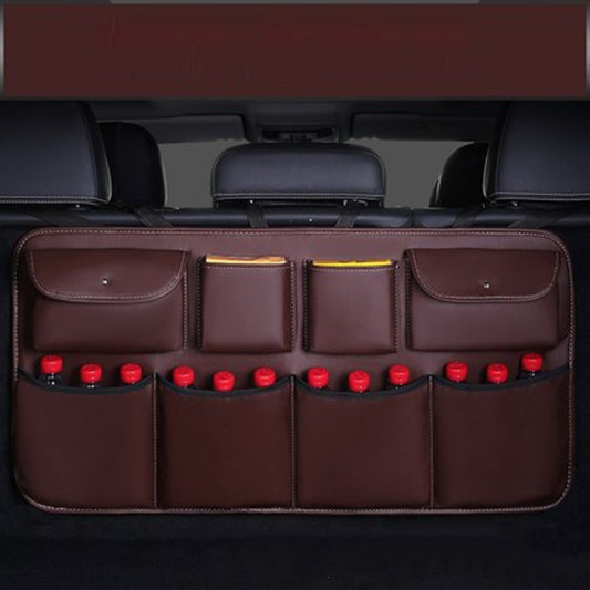 Car Trunk Leather Storage Bag Large Capacity Rear Seat Back Pouch, Style: Leather(Coffee) - Stowing Tidying by PMC Jewellery | Online Shopping South Africa | PMC Jewellery | Buy Now Pay Later Mobicred