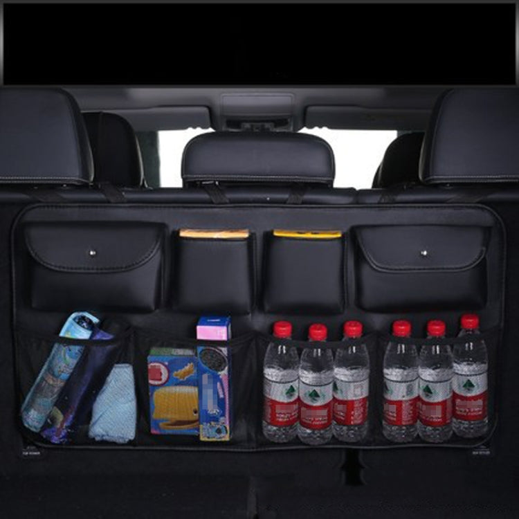 Car Trunk Leather Storage Bag Large Capacity Rear Seat Back Pouch, Style: Mesh Pocket(Black) - Stowing Tidying by PMC Jewellery | Online Shopping South Africa | PMC Jewellery | Buy Now Pay Later Mobicred