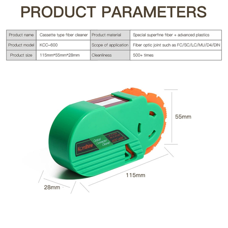 Komshine Handheld Cassette Optical Fiber Connector Cleaning Cartridge With Core(KCC-600) - Lan Cable and Tools by Komshine | Online Shopping South Africa | PMC Jewellery | Buy Now Pay Later Mobicred