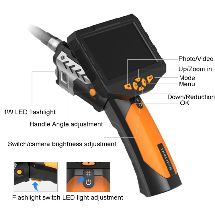 Teslong NTS300 5 Inch HD Large Screen Industrial Inspection Borescope Auto Repair Tools, Specification: 7.6mm-1M -  by Teslong | Online Shopping South Africa | PMC Jewellery | Buy Now Pay Later Mobicred