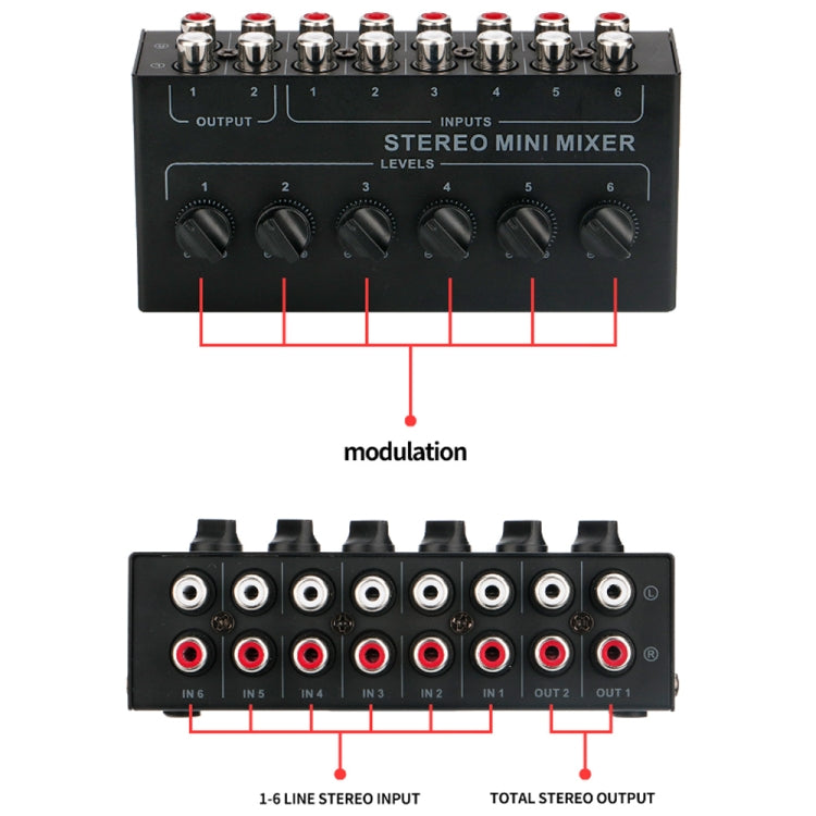 Audio Stereo Hub 6-Channel Passive Mixer Controller(CX600) - Live Sound Effects Processors by PMC Jewellery | Online Shopping South Africa | PMC Jewellery | Buy Now Pay Later Mobicred