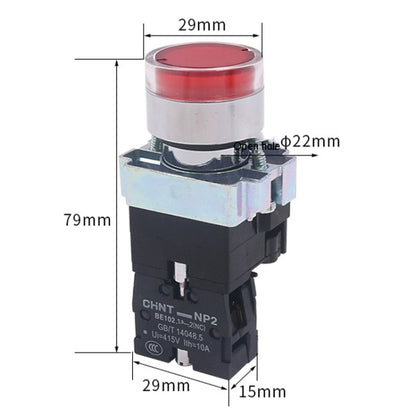 CHINT NP2-BW3561/24V 1 NO Pushbutton Switches With LED Light Silver Alloy Contact Push Button - Car Switches by CHINT | Online Shopping South Africa | PMC Jewellery | Buy Now Pay Later Mobicred