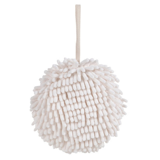 Chenille Hand Wipe Ball Large Hanging Bathroom Quick Dry Hand Towel Kitchen Rag Wipe Handkerchief(White) - Sponges, Cloths & Brushes by PMC Jewellery | Online Shopping South Africa | PMC Jewellery