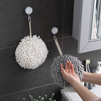 Chenille Hand Wipe Ball Large Hanging Bathroom Quick Dry Hand Towel Kitchen Rag Wipe Handkerchief(Gray) - Sponges, Cloths & Brushes by PMC Jewellery | Online Shopping South Africa | PMC Jewellery