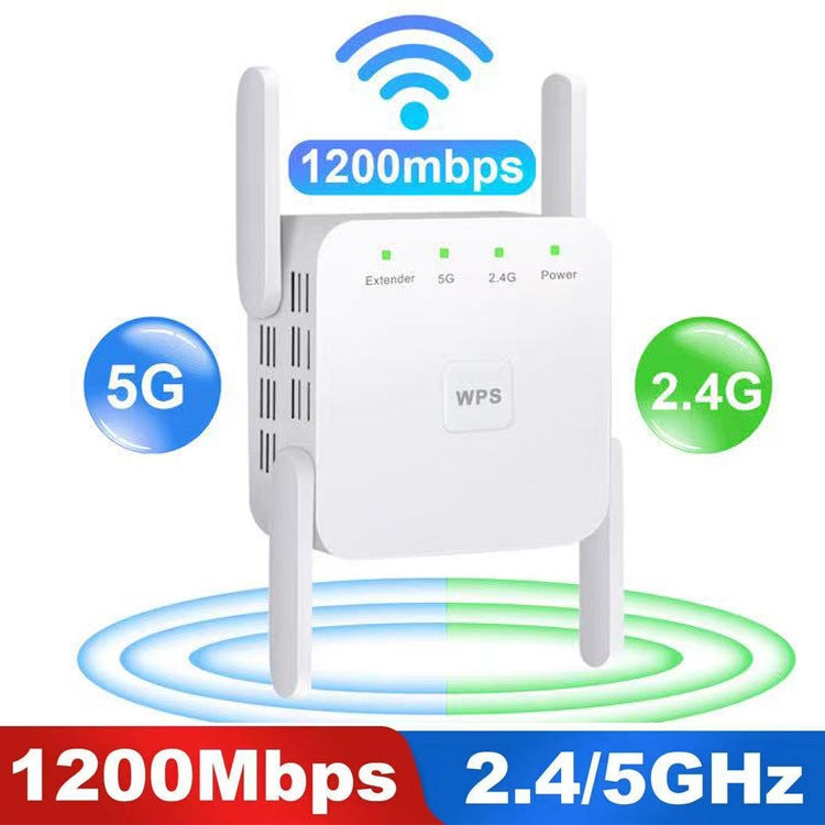 1200Mbps 2.4G / 5G WiFi Extender Booster Repeater Supports Ethernet Port Black UK Plug - Broadband Amplifiers by PMC Jewellery | Online Shopping South Africa | PMC Jewellery | Buy Now Pay Later Mobicred