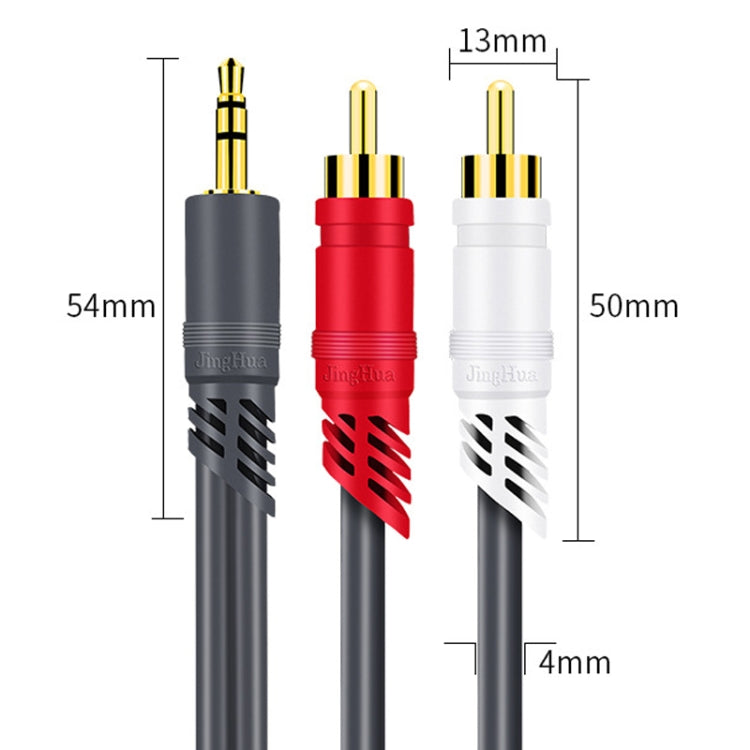 JINGHUA 3.5mm To 2RCA Audio Cable Game Console Outdoor Audio Connection Cable, Size: 20m(Grey) - RCA Cable by JINGHUA | Online Shopping South Africa | PMC Jewellery | Buy Now Pay Later Mobicred