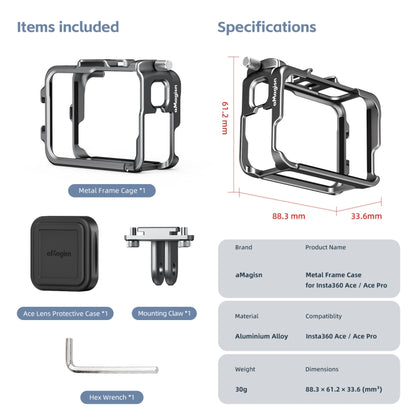 For Insta360 Ace Pro / Ace aMagisn Metal Rabbit Cage Protective Frame - Mount & Holder by aMagisn | Online Shopping South Africa | PMC Jewellery