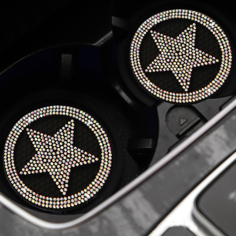 Five-pointed Star Diamond-encrusted Car Non-slip Decorative Water Coaster(White) - Car Drink Holders by PMC Jewellery | Online Shopping South Africa | PMC Jewellery | Buy Now Pay Later Mobicred