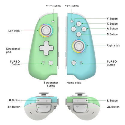 For Switch Joycon With Colorful Light Left And Right Handle(Black) - Gamepads by PMC Jewellery | Online Shopping South Africa | PMC Jewellery | Buy Now Pay Later Mobicred