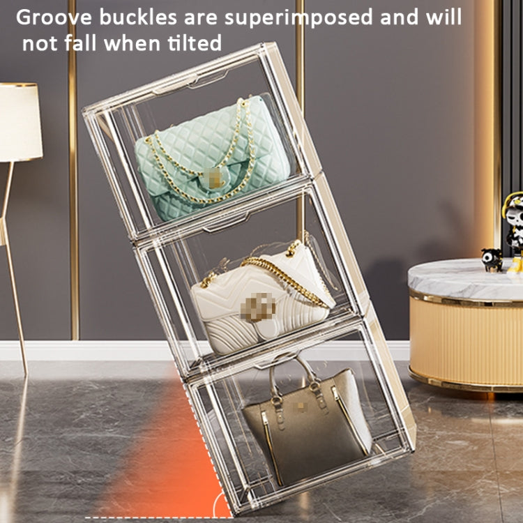 Stackable Transparent Storage Box Magnetic Suction Bookcase Handbag Display Rack, Style: Side Opening - Storage Boxes by PMC Jewellery | Online Shopping South Africa | PMC Jewellery