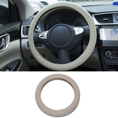 For 36cm-40cm Diameter Steering Wheel Car Silicone Protective Cover Wear Resistant Non-Slip Tire Pattern Driving Grip Sleeve(Beige) - Steering Wheel Accessories by PMC Jewellery | Online Shopping South Africa | PMC Jewellery | Buy Now Pay Later Mobicred