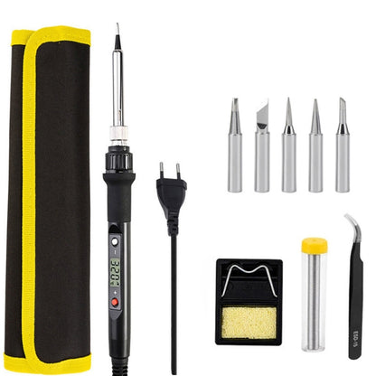 10pcs/ Set 80W Internal Heating Welding Digital Display Soldering Iron Temperature Adjustment Set, Model: Black EU Plug - Electric Soldering Iron by PMC Jewellery | Online Shopping South Africa | PMC Jewellery