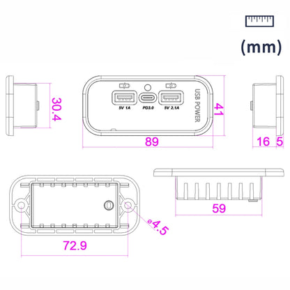 12/24V USB+Type-C Car, RV, Boat Mobile Phone Charger Modification(UCC-316) - DIY Modified Charger by PMC Jewellery | Online Shopping South Africa | PMC Jewellery | Buy Now Pay Later Mobicred