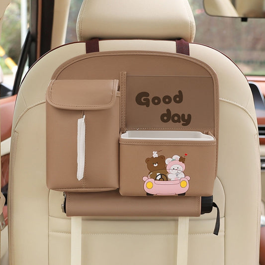 Multifunctional Car Cute Cartoon Rear Seat Back-mounted Storage Bag Garbage Bin in Car(Coffee) - Stowing Tidying by PMC Jewellery | Online Shopping South Africa | PMC Jewellery | Buy Now Pay Later Mobicred