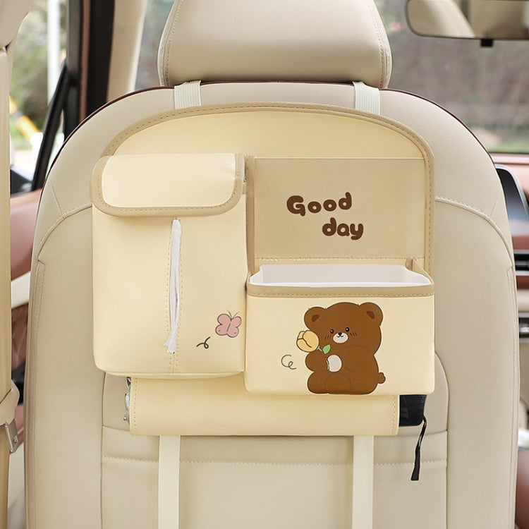 Multifunctional Car Cute Cartoon Rear Seat Back-mounted Storage Bag Garbage Bin in Car(Beige) - Stowing Tidying by PMC Jewellery | Online Shopping South Africa | PMC Jewellery | Buy Now Pay Later Mobicred