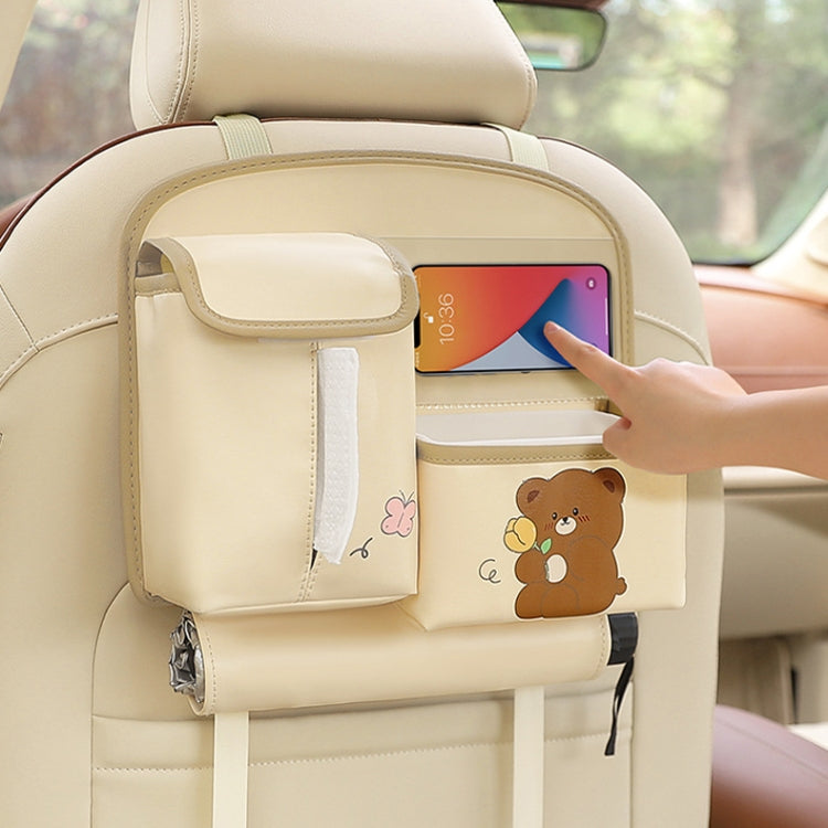 Multifunctional Car Cute Cartoon Rear Seat Back-mounted Storage Bag Garbage Bin in Car(Beige) - Stowing Tidying by PMC Jewellery | Online Shopping South Africa | PMC Jewellery | Buy Now Pay Later Mobicred