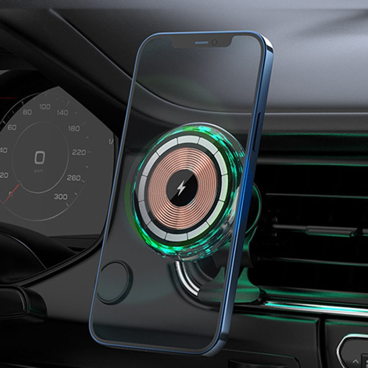 For iPhone Magsafe Magnetic Car Wireless Charger Phone Holder Light Emitting Wireless Charger, Style: Ice Blue Breathe Light - Wireless Charger Holders by PMC Jewellery | Online Shopping South Africa | PMC Jewellery | Buy Now Pay Later Mobicred
