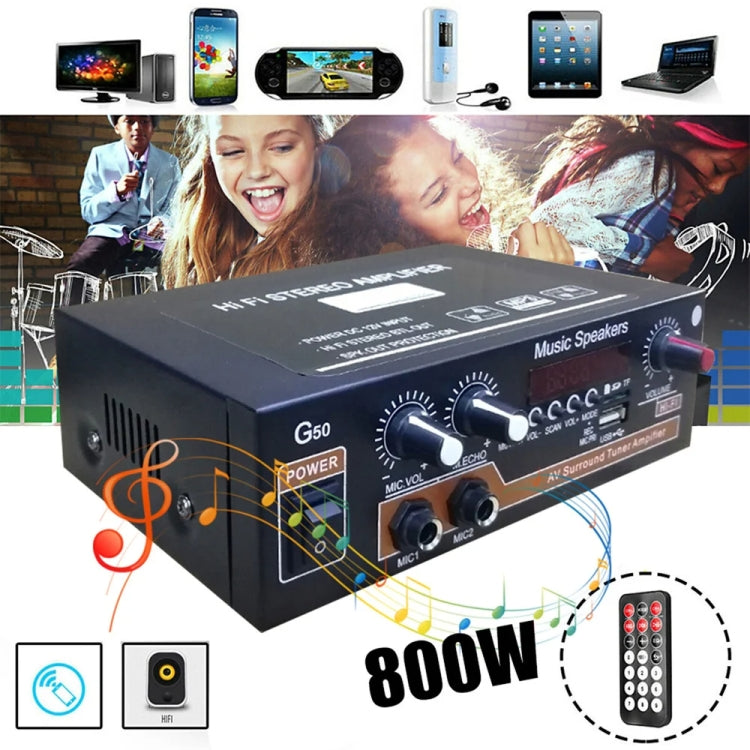 Bluetooth Built-in Recording Microphone USB Flash Drive Digital Dual-purpose Power Amplifier(EU Plug 220V) - Car Amplifiers by PMC Jewellery | Online Shopping South Africa | PMC Jewellery | Buy Now Pay Later Mobicred