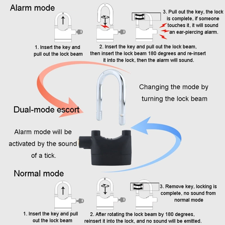 Long Beam Model Outdoor Door Anti-Theft Alarm Lock Waterproof Anti-Pick Motorcycle Bicycle Padlock - Theft Protection by PMC Jewellery | Online Shopping South Africa | PMC Jewellery | Buy Now Pay Later Mobicred