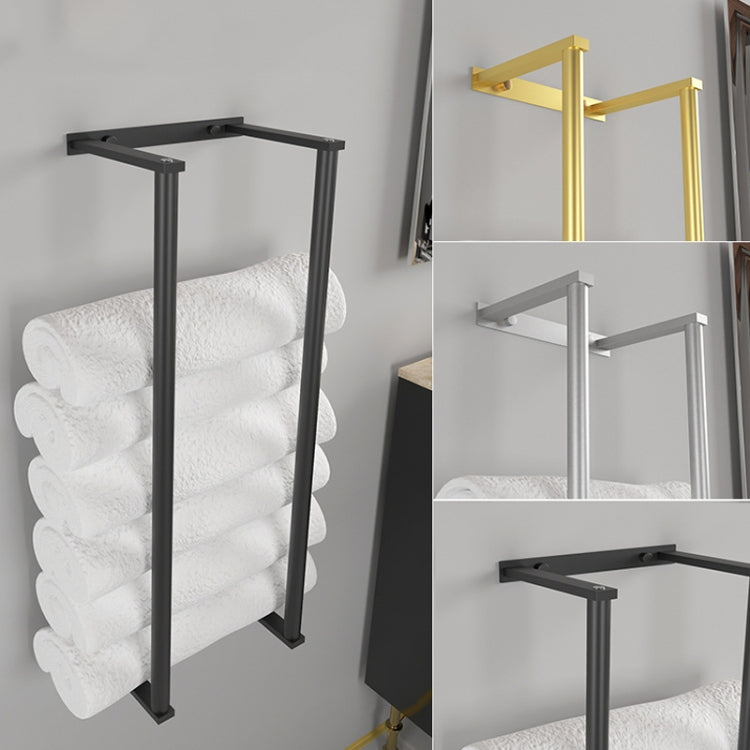 Stainless Steel Bathroom Wall Towel Bar Wall Mounted Towel Storage Rack(Black) - Shelves by PMC Jewellery | Online Shopping South Africa | PMC Jewellery