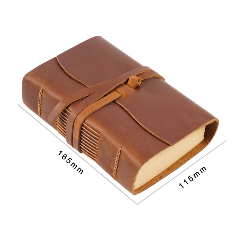 Genuine Leather Retro Notebook Diary Thickened Sketchbook Notepad(Crazy Horse Brown) - Notebooks by PMC Jewellery | Online Shopping South Africa | PMC Jewellery