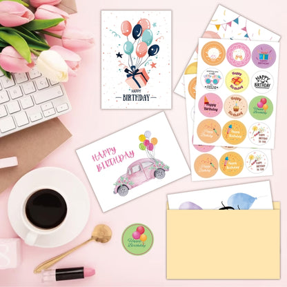 24pcs /Set Happy Birthday Greeting Card With Envelopes And Stickers Set(KP002) - Cards & Invitations by PMC Jewellery | Online Shopping South Africa | PMC Jewellery