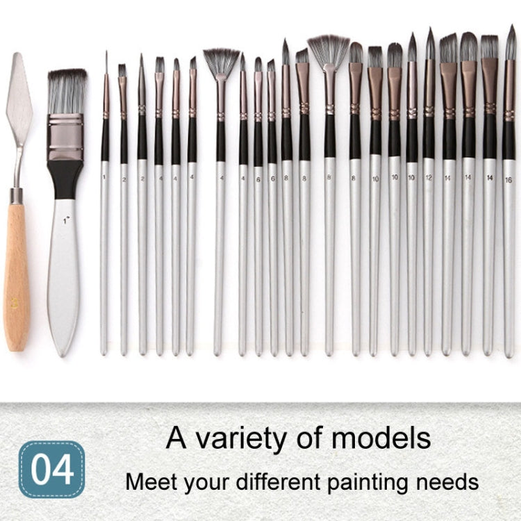 ZHU TING 24pcs /Set Nylon Bristle Paintbrush Set Painting Watercolor Brushes With Cloth Bag(White Rod) - Art Supplies by ZHU TING | Online Shopping South Africa | PMC Jewellery