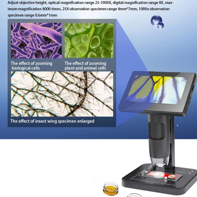 HD Electronic Digital Microscope 5 Inch Screen Touch Key 8000X Biological Cell Electronic Magnifying Glass - Digital Microscope by PMC Jewellery | Online Shopping South Africa | PMC Jewellery | Buy Now Pay Later Mobicred