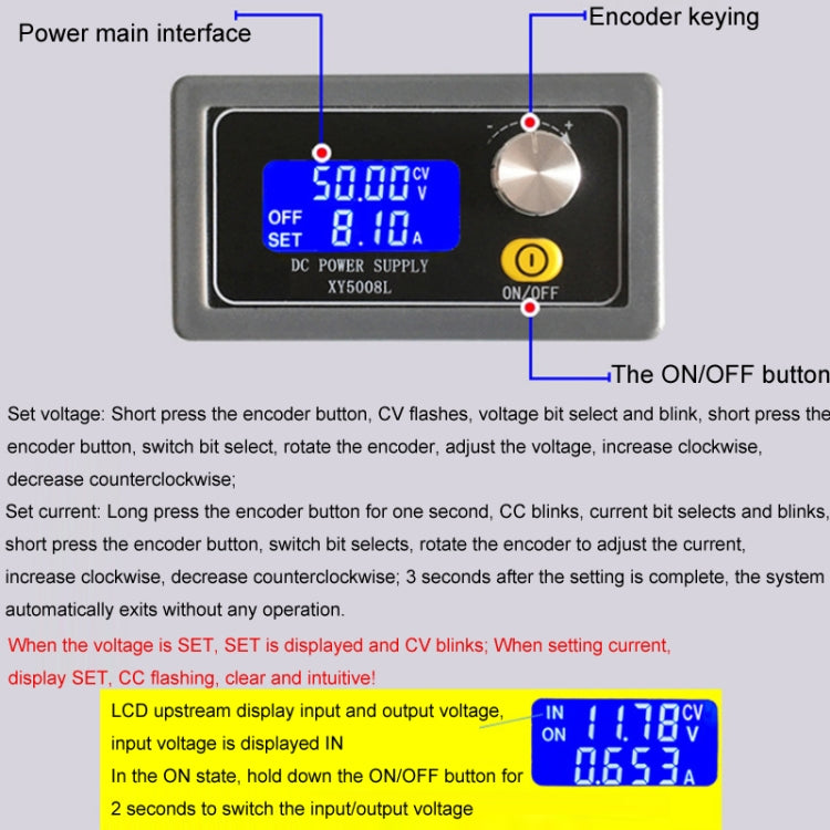 50V 8A DC Numerical Control Lithium Battery Step-Down Power Supply, Model: XY5008L - Power Module by PMC Jewellery | Online Shopping South Africa | PMC Jewellery | Buy Now Pay Later Mobicred