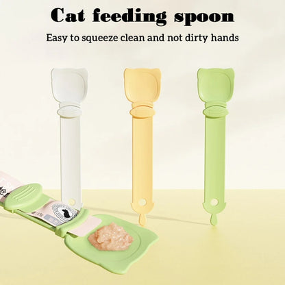 Cat Feeder Cat Strip Squeezer Pet Snack Minced Meat Feeding Spoon(Green) - Food Bowls by PMC Jewellery | Online Shopping South Africa | PMC Jewellery | Buy Now Pay Later Mobicred