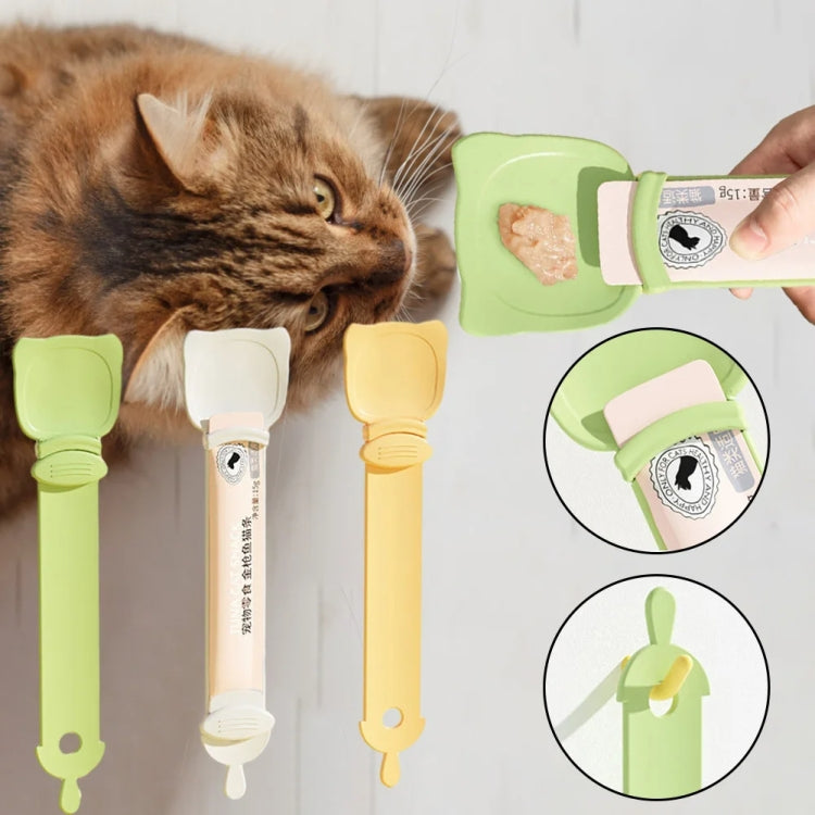 Cat Feeder Cat Strip Squeezer Pet Snack Minced Meat Feeding Spoon(Beige) - Food Bowls by PMC Jewellery | Online Shopping South Africa | PMC Jewellery