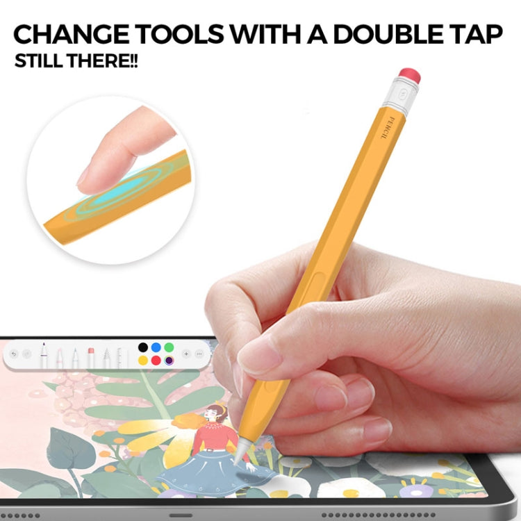 For Apple Pencil 2 AhaStyle PT180-2 Retro Stylus Protective Case Drop Proof Capacitive Pen Cover(Yellow) - Pencil Accessories by AhaStyle | Online Shopping South Africa | PMC Jewellery | Buy Now Pay Later Mobicred