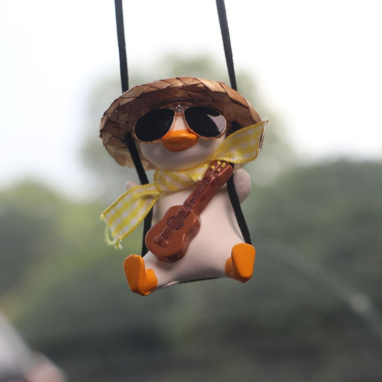 Car Cartoon Duck Rear View Mirror Interior Pendant(Brown Guitar Duck) - Ornaments by PMC Jewellery | Online Shopping South Africa | PMC Jewellery | Buy Now Pay Later Mobicred