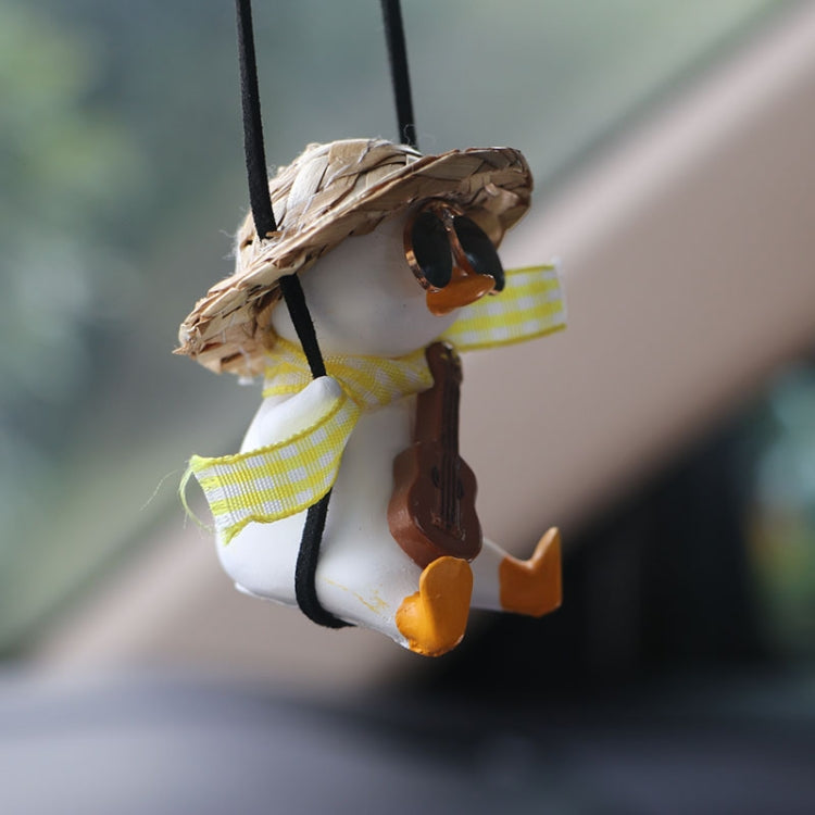 Car Cartoon Duck Rear View Mirror Interior Pendant(Brown Guitar Duck) - Ornaments by PMC Jewellery | Online Shopping South Africa | PMC Jewellery | Buy Now Pay Later Mobicred