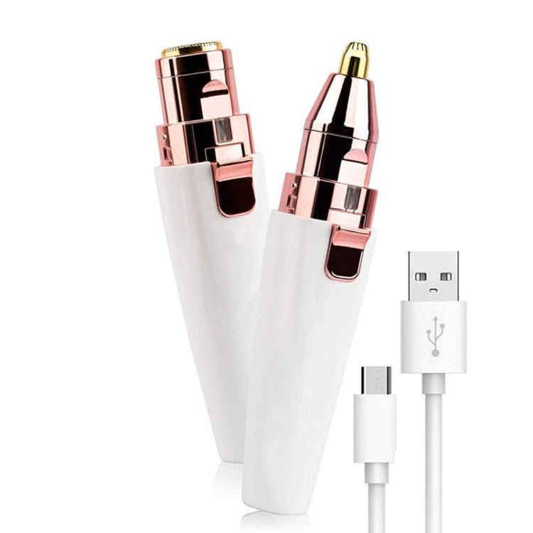 2 In 1 Electrical Eyebrow Trimmer Ladies Shaver Eyebrow Shapers, Model: USB Charging White - Hair Removal by PMC Jewellery | Online Shopping South Africa | PMC Jewellery | Buy Now Pay Later Mobicred