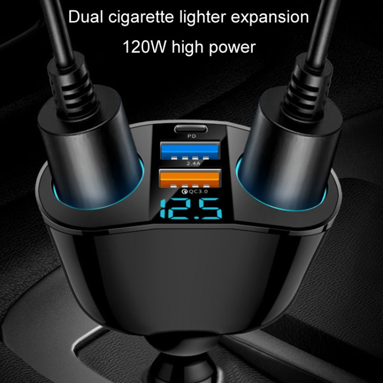 Dual USB Type-C Real-time Digital Display Cigarette Lighter Expansion Car Charger, Model: PD+QC3.0+2.4A Dual A+C - Car Charger by PMC Jewellery | Online Shopping South Africa | PMC Jewellery | Buy Now Pay Later Mobicred