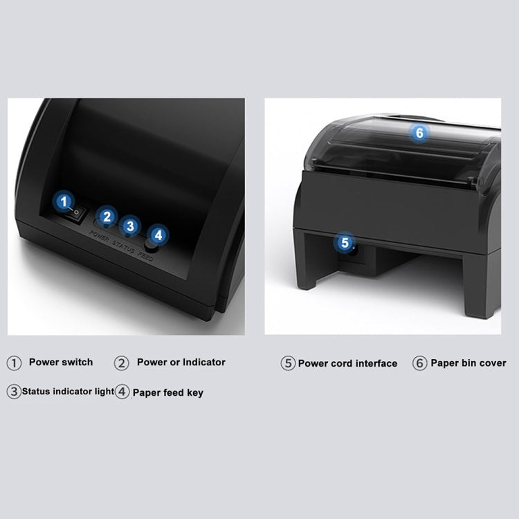 58mm USB Computer Version+Mobile Bluetooth Automatic Order Takeout Receipt Cashier Thermal Printer(UK Plug) - Printer by PMC Jewellery | Online Shopping South Africa | PMC Jewellery | Buy Now Pay Later Mobicred