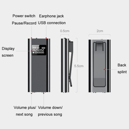 Q25 Intelligent Voice Recorder With Screen HD Noise Canceling Back Clip Voice Reporter, Size: 32GB(Black) - Recording Pen by PMC Jewellery | Online Shopping South Africa | PMC Jewellery | Buy Now Pay Later Mobicred