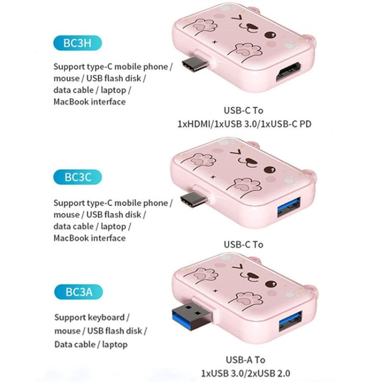 3 In 1 Type-C Docking Station USB Hub For iPad / Phone Docking Station, Port: 3H HDMI+PD+USB3.0 Pink - USB HUB by PMC Jewellery | Online Shopping South Africa | PMC Jewellery | Buy Now Pay Later Mobicred
