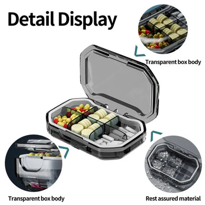 Portable Mini Compartmentalized Sealed Pill Box Weekly Morning And Evening Pill Capsule Dispensing Box, Style: 4 Grids Gray - Pill Boxes by PMC Jewellery | Online Shopping South Africa | PMC Jewellery