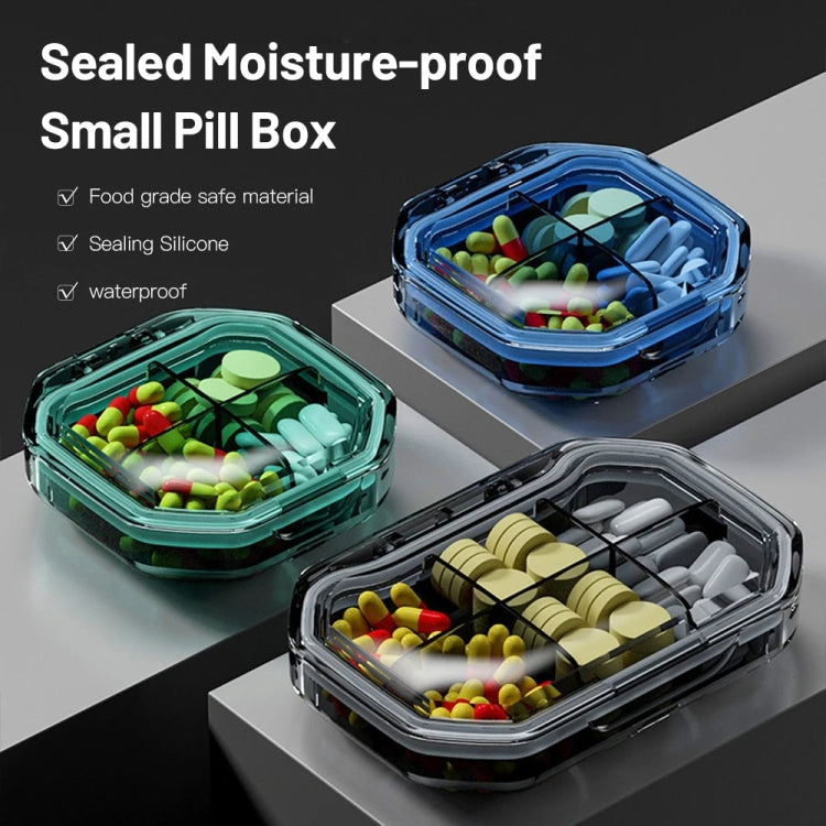 Portable Mini Compartmentalized Sealed Pill Box Weekly Morning And Evening Pill Capsule Dispensing Box, Style: 4 Grids Gray - Pill Boxes by PMC Jewellery | Online Shopping South Africa | PMC Jewellery