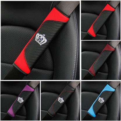 Car Seat Belt Cover Carbon Fiber Leather Auto Seat Shoulder Protection, Style: Crown Black - Seat Belts & Padding by PMC Jewellery | Online Shopping South Africa | PMC Jewellery | Buy Now Pay Later Mobicred