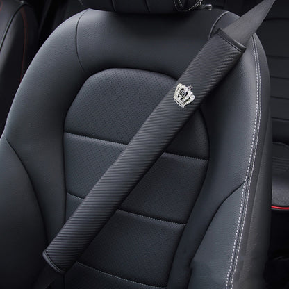 50cm Crown Carbon Fiber Car Leather Seat Belt Cover Shoulder Pads For Trucks - Seat Belts & Padding by PMC Jewellery | Online Shopping South Africa | PMC Jewellery | Buy Now Pay Later Mobicred