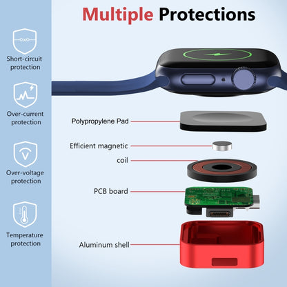 For IWatch Charger Dual Charging Ports Wireless Magnetic Wireless Charging Red - Charger / Holder by PMC Jewellery | Online Shopping South Africa | PMC Jewellery | Buy Now Pay Later Mobicred