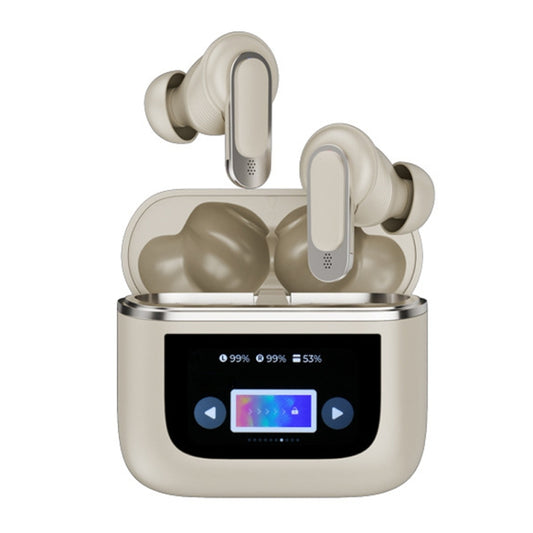 Color Screen Touch ANC Active Noise Reduction LCD Wireless Bluetooth Earphones(Champagne Gold) - Bluetooth Earphone by PMC Jewellery | Online Shopping South Africa | PMC Jewellery | Buy Now Pay Later Mobicred