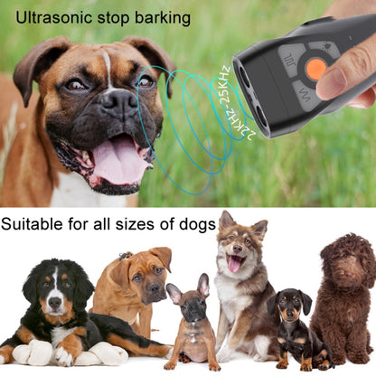 Dual Ultrasonic Repeller Pet Stop Barker With Mobile Power Supply Flashing Lighting Horn Function(Grey) - Training Aids by PMC Jewellery | Online Shopping South Africa | PMC Jewellery | Buy Now Pay Later Mobicred