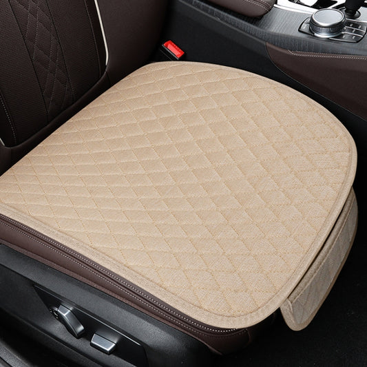 Non-Slip Rhombus Imitation Linen Car Seat Cushion, Color: Beige Front Row - Seat Accessories by PMC Jewellery | Online Shopping South Africa | PMC Jewellery | Buy Now Pay Later Mobicred