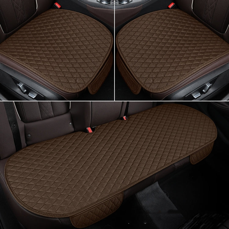 Non-Slip Rhombus Imitation Linen Car Seat Cushion, Color: Brown Back Row - Seat Accessories by PMC Jewellery | Online Shopping South Africa | PMC Jewellery | Buy Now Pay Later Mobicred