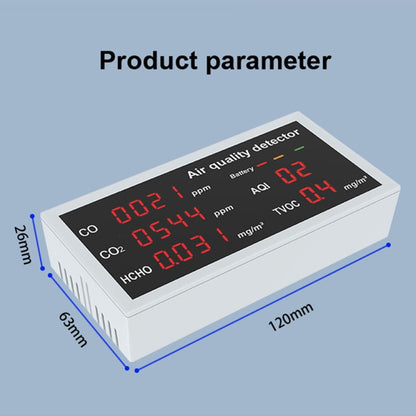 5-in-1 Indoor Home Portable Air Monitor TVOC Formaldehyde Detector(W17A Light Gray) - Air & Water Quality Tester by PMC Jewellery | Online Shopping South Africa | PMC Jewellery | Buy Now Pay Later Mobicred