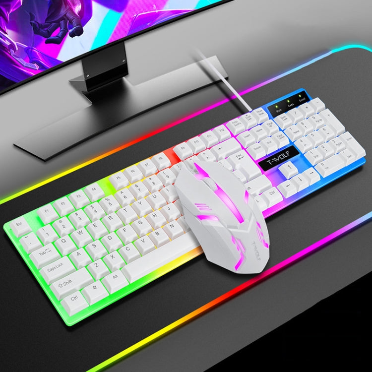 T-WOLF TF230 Colorful Light Effect Game Office Computer Wired Keyboard and Mouse Kit(White) - Wired Keyboard by T-WOLF | Online Shopping South Africa | PMC Jewellery | Buy Now Pay Later Mobicred